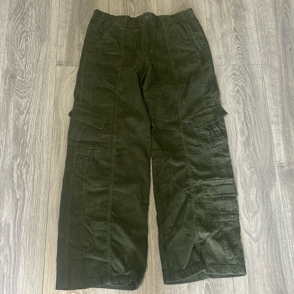 Angel Kiss Green Cargo Pants Relaxed Fit Cotton Blend